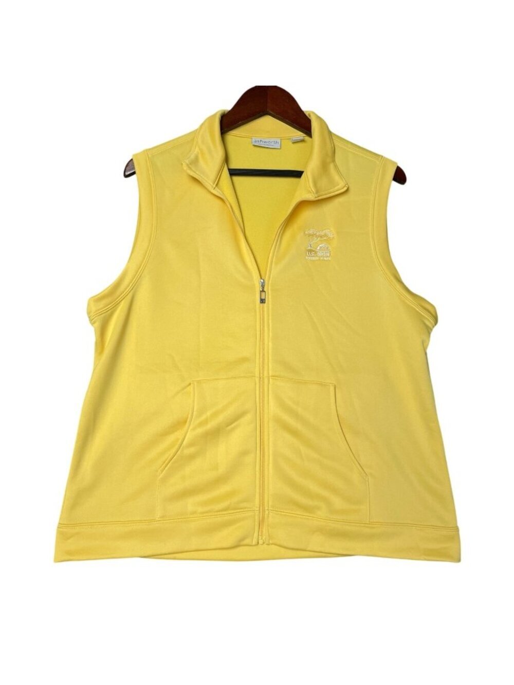 Ashworth Women's XL Performance Yellow Vest jacket Full Zip i2059